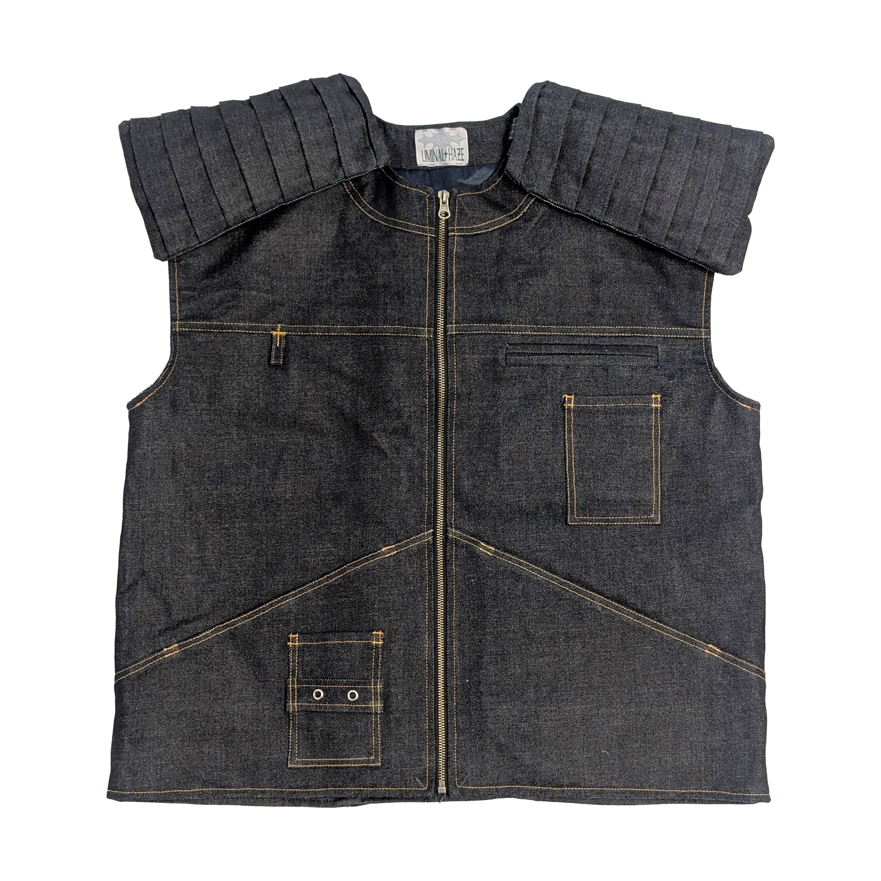 1of1 STRANDED raw denim vest